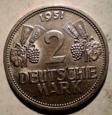 E.277 GERMANIA RFG 2 DEUTSCHE MARK 1951 G XF RARA