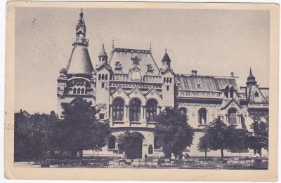 RPR,CP circulata 1959,Oradea,Biblioteca regionala,sepia foto