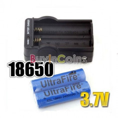 Set 2 Acumulatori UltraFire 3.7V 18650 2400mAh + incarcator foto