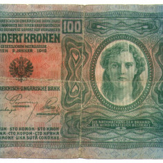 AUSTRIA BANCNOTA 100 COROANE KRONEN 2 IANUARIE 1912 TIPARITA IN GERMANA BUNA