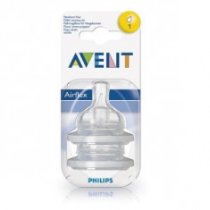 Tetina Airflex 1 orificiu x2 Philips Avent Anticolici 2 bucati sigilate blister 0-6 luni foto