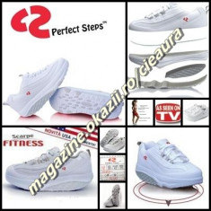 PANTOFI SPORT ALBI TALPA CONVEXA DAMA PERFECT STEPS ORIGINALI MEDICINALI FIZIOLOGICI ERGONOMICI SLABIT SLABIRE REDUCERE CELULITA ADIDASI TENISI FEMEI foto