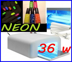 LAMPA UV 36W, 4 BECURI 9W INCLUSE PT MANICHIURA UNGHII FALSE GEL UV+CADOU OJA NEON foto