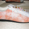 BERTINI (Spania). Pantofi sport piele ALB / ORANGE. Marime 39,5/40