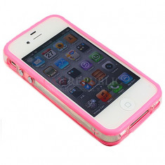 bumper roz transparent original iphone 4 + folie protectie ecran + expediere gratuita foto
