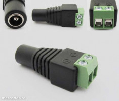 Conector Adaptor DC 2.1 x 5.5 mm Mama 2 pini Mufa led UTP camere supraveghere foto