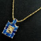 Lantisor cu Pandantiv Blue Safir Placat Aur Galben 18k - LIVRARE GRATUITA! G1612