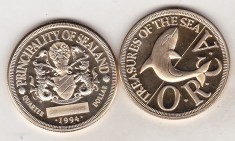 bnk mnd Sealand Island 1/4 dollar 1994 unc , fauna marina