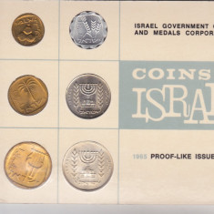 bnk mnd Israel set monede 1965 proof like, in folder original