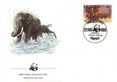 WWF Uganda FDC 1983 complet set / 4 buc. FDC/ - elephants foto