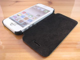 Husa piele neagra flip deschidere laterala iphone 5 + folie protectie ecran si spate + expediere gratuita, Negru, iPhone 5/5S/SE, Apple