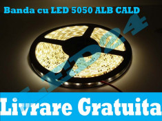 BANDA LED 5050 ALBA ALB CALD 5M 300 SMD, FLEXIBILA, IMPERMEABILA foto