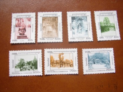 Cambodgia 1997 arta sculptura biserici mi 1697-1703 MNH foto