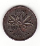 Canada 1 cent 1957 - Elizabeth II primul portret, America de Nord