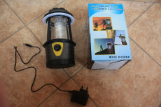 Lampa / Felinar Pentru Pescuit Vanatoare Camping Cu Acumulator Led Light Incarcare Priza foto