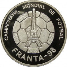 ROMANIA 100 LEI 1998 CAMPIONATUL MONDIAL DE FOTBAL DIN FRANTA ARGINT UNC BU foto