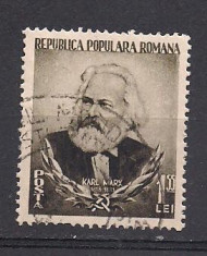 (No3)timbre-Romania- 1953-L.P.342-70 de ani de la moartea lui K.Marx- stampilata foto