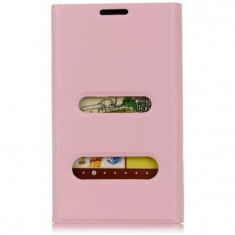 Toc piele roz husa flip deschidere laterala Samsung Galaxy Note i9220 + folie protectie ecran + expediere gratuita