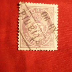 Timbru 25 ore mat-lila 1882 Norvegia ,stamp.