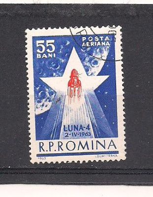 No(3)timbre-Romania -1963-L.P 559--Cosmonautica in slujba pacii-Luna 4 foto