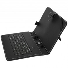 HUSA TABLETA 10&amp;quot; 10.1&amp;quot; CU TASTATURA conectare mufa USB mare, HUSA REGLABILA PIELE ECOLOGICA CALITATE PREMIUM CASE + KEYBOARD - GARANTIE - NOUA foto