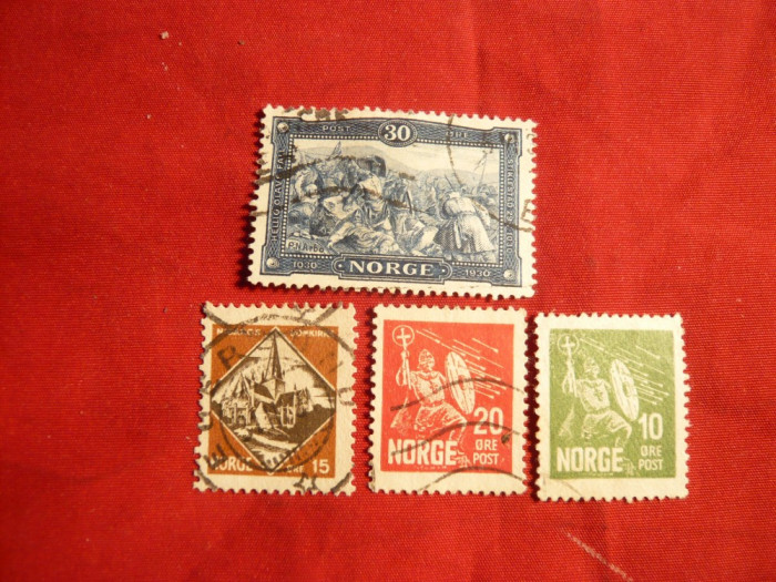 Serie Uzuale regele Haakan VII 1910 Norvegia , fondul plin, stamp.