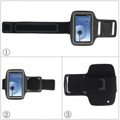 HUSA SAMSUNG I9305 Galaxy S3 i9300i S3 NEO ARMBAND NEGRU UNIVERSALA DE AGATAT LA MANA ORIGINALA JEKOD TOC PT ALERGAT FITNESS BICICLETA +LOCAS CHEIE foto