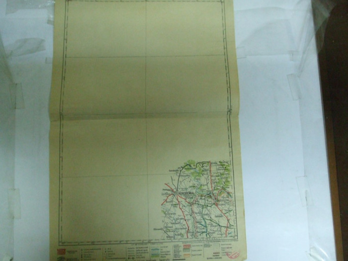 Harta Vranceni color 47 x 31 cm perioada interbelica