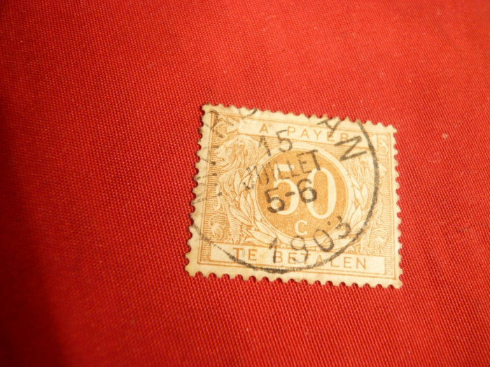 Timbru Porto 50 C brun 1895 Belgia , stamp.