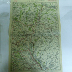 Harta Edinita - Saveni - Stefanesti color 47 x 31 cm perioada interbelica