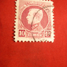 Timbru 10 fr.lila carmin1922 Belgia Albert I , stamp.