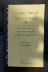 E. Husserl CERCETARI LOGICE vol. II Ed. Humanitas 2009 foto