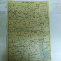 Harta Tatarasti - Tarutino color 47 x 31 cm perioada interbelica