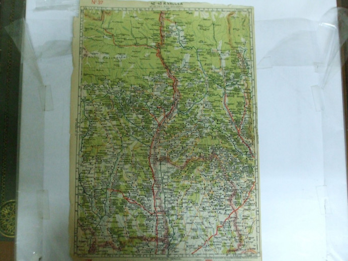 Harta Ramnicu - Valcea color 47 x 31 cm perioada interbelica