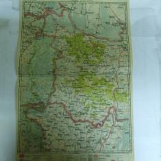 Harta Galati - Braila - Tulcea - Ismail color 47 x 31 cm perioada interbelica