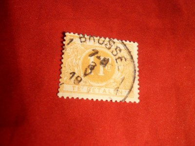 Timbru Porto 1 Fr.orange 1900 Belgia , stamp. foto