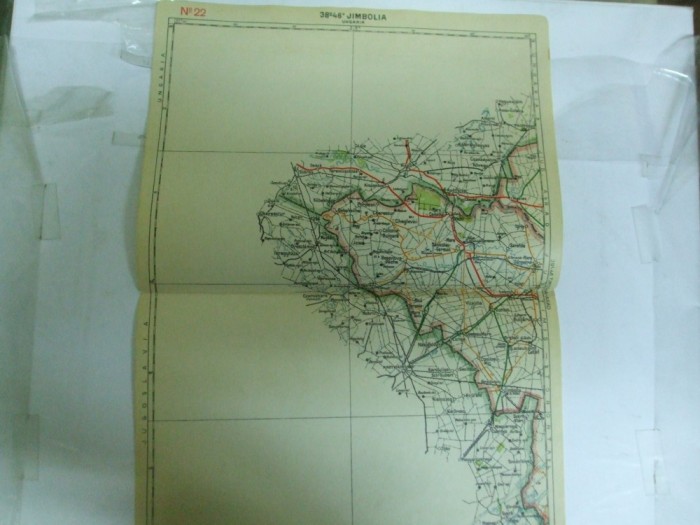 Harta Jimbolia color 47 x 31 cm perioada interbelica