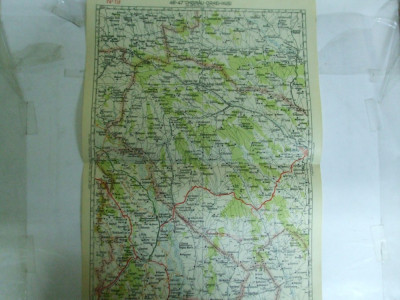Harta Chisinau - Orhei - Husi color 47 x 31 cm perioada interbelica foto