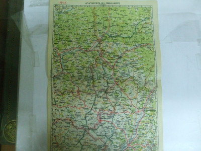 Harta Bistrita - Dej - Targu Mures color 47 x 31 cm perioada interbelica foto