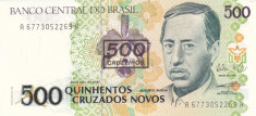 Bancnota Brazilia 500 Cruzeiros (1990) - P226b (supratipar pe P222) UNC foto