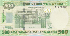 Bancnota Rwanda 500 Franci 2008 - P34 UNC foto