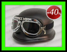 CASCA MOTO CHOPPER NAZY German Style Neamt WW2 Negru Mat - 40E Pret Catalog - Marimi: L, XL foto