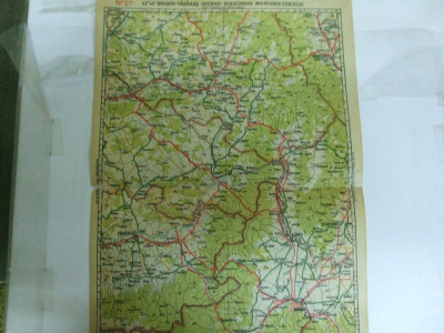 Harta Brasov - Fagaras - Odorhei - Sf. Gheorghe - Miercurea Ciucului color 47 x 31 cm perioada interbelica foto