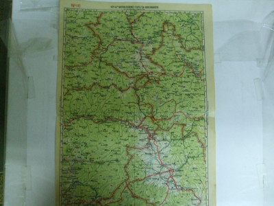 Harta Vatra Dornei - Toplita - Gheorghieni color 47 x 31 cm perioada interbelica foto