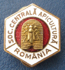 insigna SOCIETATEA CENTRALA DE APICULTURA ROMANIA, interbelica foto