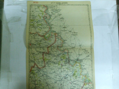 Harta Tighina - Chisinau color 47 x 31 cm perioada interbelica foto