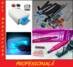 KIT UNGHII GELURI LAMPA PILA+ BONUS 12 VOPSELE ACRILICE foto