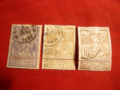 Serie-Expozitia Internationala Bruxelles Sf.Mihai 1896 Belgia ,3val.stamp. foto