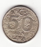 Turcia 50 bin lira, 50.000 lire 1998, diam. 28 mm., Europa