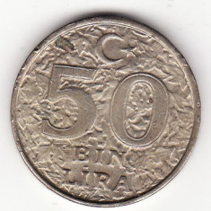 Turcia 50 bin lira, 50.000 lire 1998, diam. 28 mm.